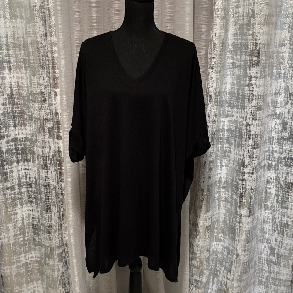 Chico’s Black V-Neck Oversized Women's Tunic